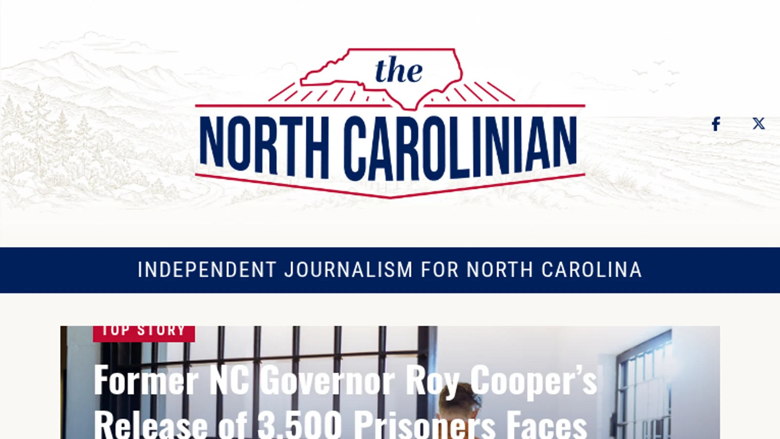 Cropped view of The North Carolinian homepage, one of the two additional state-branded properties documented by Boho News.
