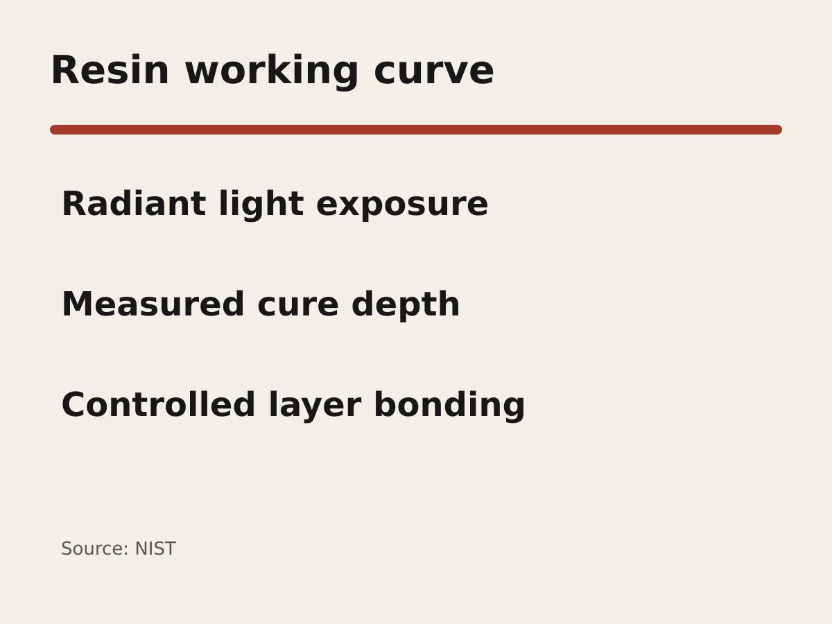 Graphic shows radiant exposure, cure depth and a controlled bonding window.