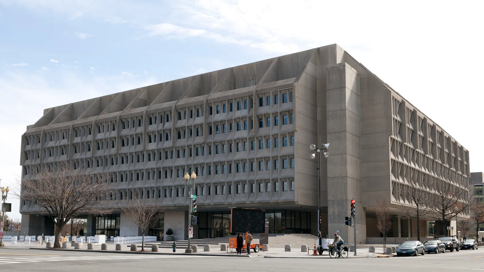 Brutalist Hubert H. Humphrey federal office building near Capitol Hill in Washington.
