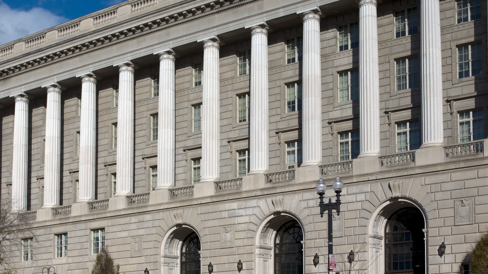 Exterior of the Internal Revenue Service headquarters building in Washington.