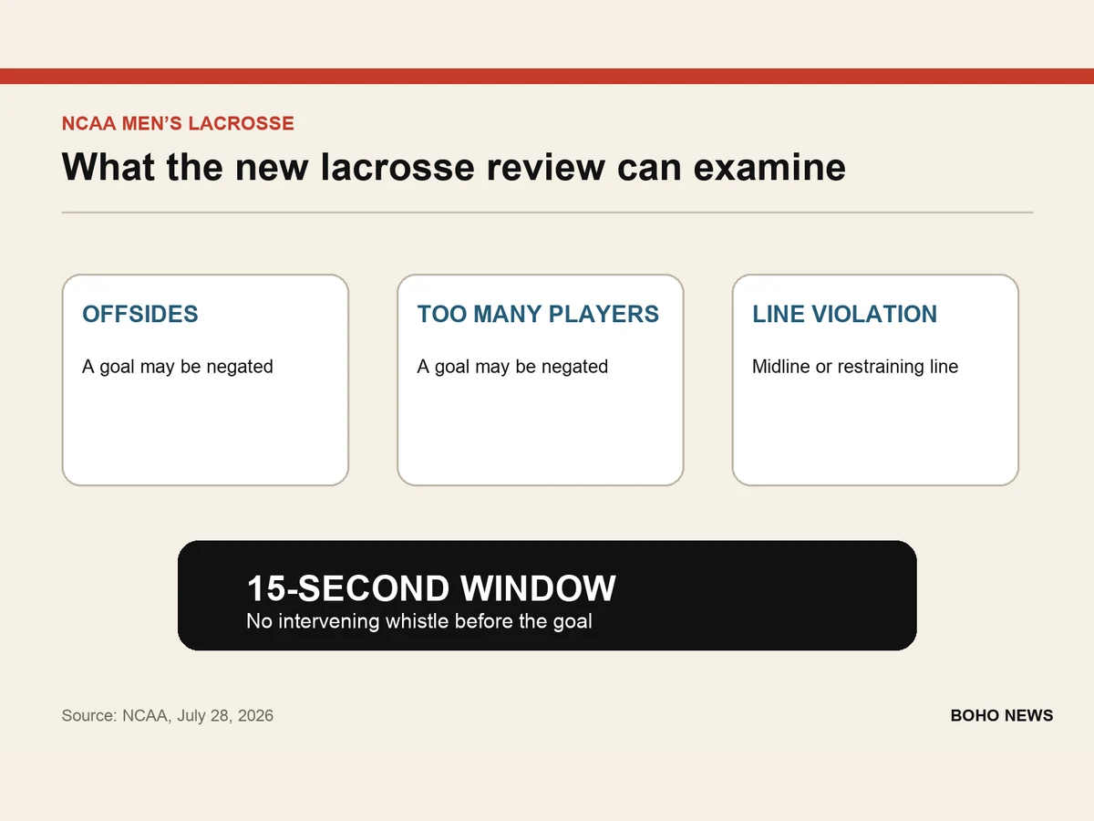 Graphic lists offsides, too many players and line violations as reviewable grounds that can negate a goal.